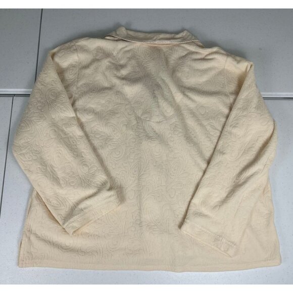 Aria Two Piece Set Ivory Embroidered Women's Long Sleeve Top Pajama Pants XL - Picture 6 of 10